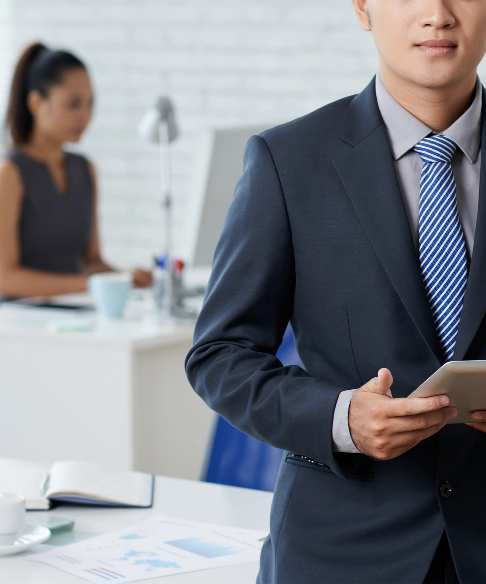 Loan specialist assisting a client with business loan requirements