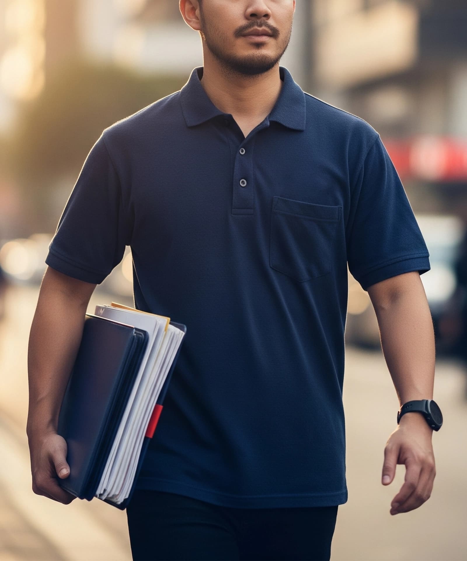 Company messenger handling office documents and business errands